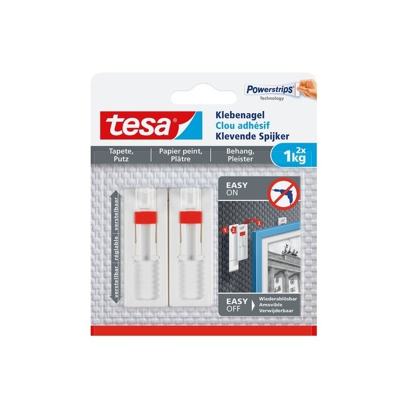 Tesa TapeColgar Sin Clavos. Adhesivo Ajustable 4kg para Azulejo-Metal