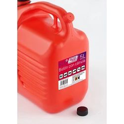 Tradineur - Bidón gasolina con embudo 20 litros, tanque, garrafa  combustible de plástico con cánula, tubo flexible (Rojo, 40 x 2