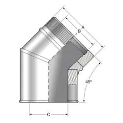 Codo de 45º para chimenea de doble pared inoxidable CDPI Bofill