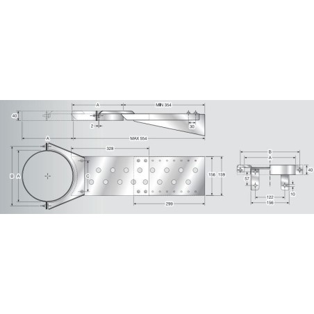 abrazadera extensible de fijación a pared para chimenea de doble pared